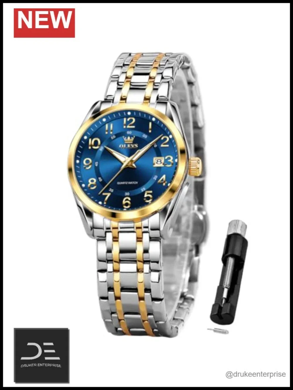 Classic Dress Quartz Wristwatch Stainless Steel Waterproof Luminous Date Easy